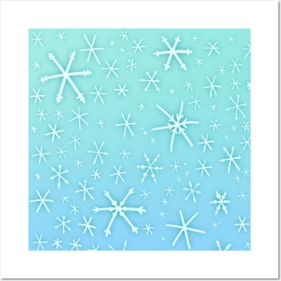 Artistic Snowflakes on Ombre Posters and Art